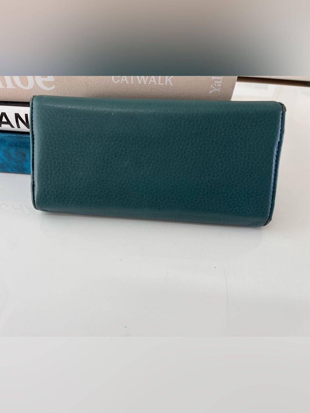 Gucci Teal Vintage Leather Continental Wallet with Gold GG Emblem - Picture 3 of 8